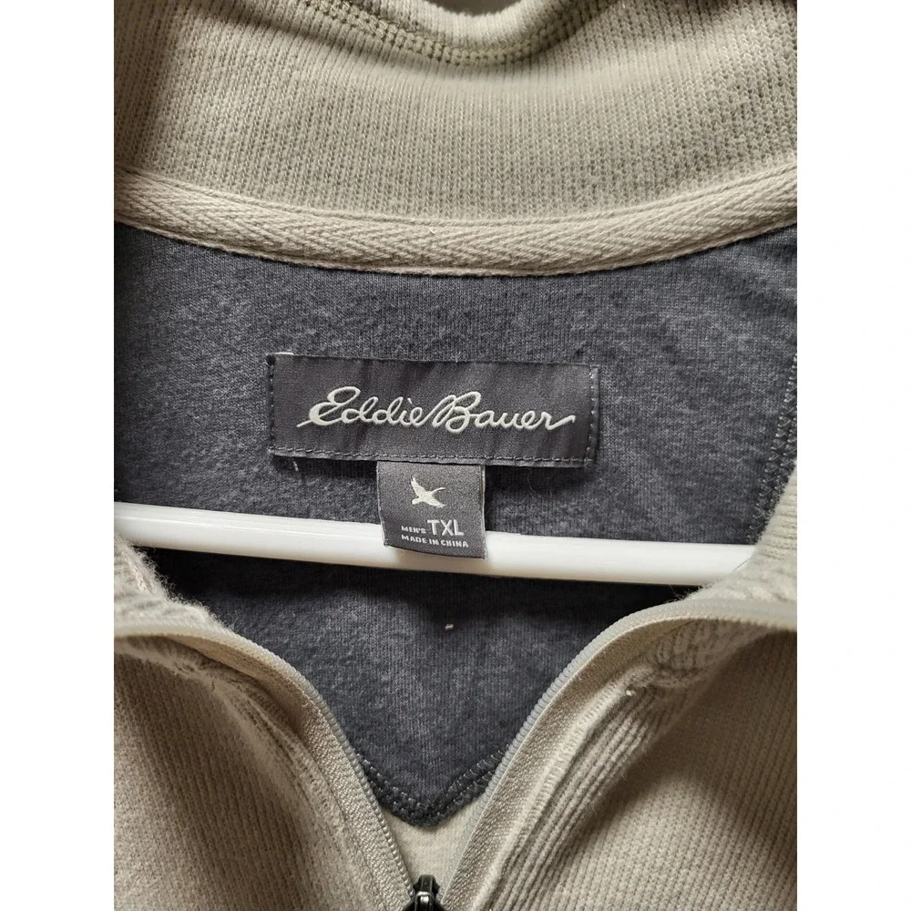 Eddie Bauer 1/4 Zip Sweater Mens X-Large Sage Gray Long Sleeve Pullover Knit